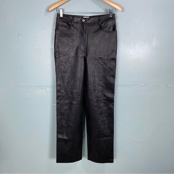 Aritzia Wilfred Melina Pant Snakeskin Croc Faux Vegan Leather Pants Ankle Sz 4 - Picture 1 of 7